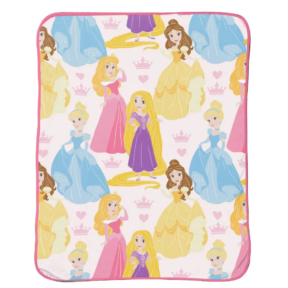 brand new set of Disney Princesses Toddler Blanket + Crown Pillow - PINK + WHITE